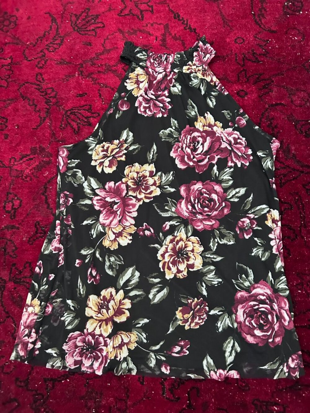 BCX Sheer Floral Tank Top Medium